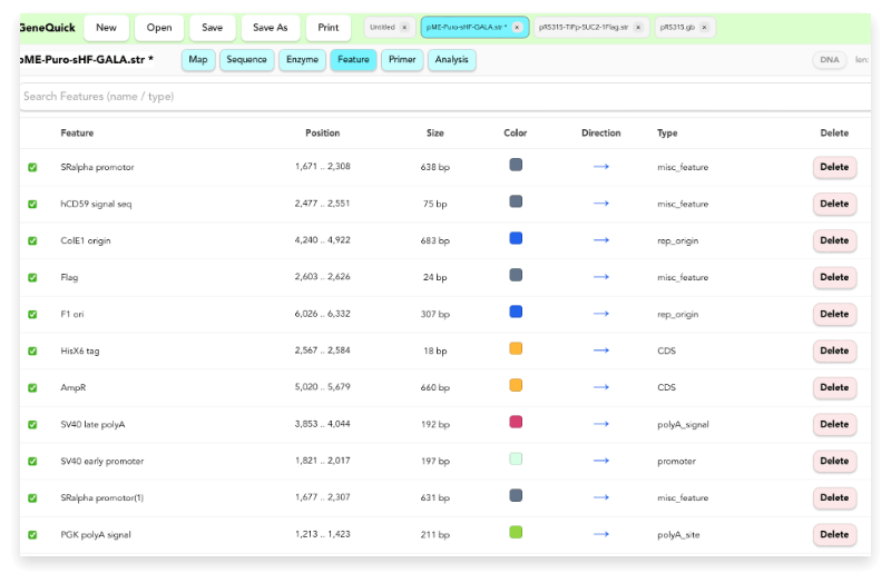 Feature screen